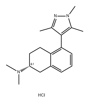(R)-N,N-dimethyl-5-(1,3,5-trimethyl-1H-pyrazol-4-yl)-1,2,3,4-tetrahydronaphthalen-2-amine hydrochloride 结构式