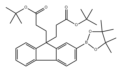 9H-Fluorene-9,9-dipropanoic acid, 2-(4,4,5,5-tetramethyl-1,3,2-dioxaborolan-2-yl)-, 9,9-bis(1,1-dimethylethyl) ester 结构式