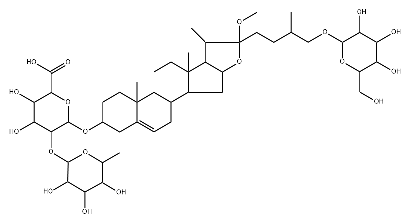 (3BETA,22ALPHA)-26-(BETA-GLUCOPYRANOSYLOXY)-22-METHOXYFUROST 结构式