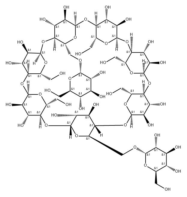 6(1),6(4)-di-O-(alpha-glucopyranosyl)cyclomaltoheptaose 结构式