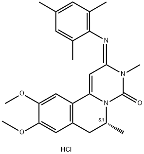 4H-Pyrimido[6,1-a]isoquinolin-4-one, 2,3,6,7-tetrahydro-9,10-dimethoxy-3,6-dimethyl-2-[(2,4,6-trimethylphenyl)imino]-, monohydrochloride, (R)- (9CI) 结构式