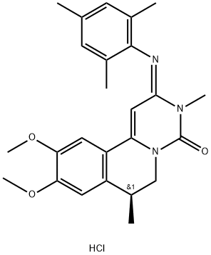 4H-Pyrimido[6,1-a]isoquinolin-4-one, 2,3,6,7-tetrahydro-9,10-dimethoxy-3,7-dimethyl-2-[(2,4,6-trimethylphenyl)imino]-, monohydrochloride, (S)- (9CI) 结构式