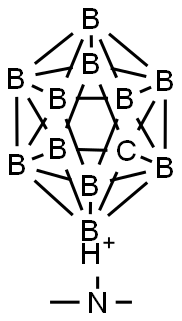 1-Carbadodecaborate(1-), dodecahydro-, hydrogen, compd. with N,N-dimethylmethanamine (1:1:1) 结构式