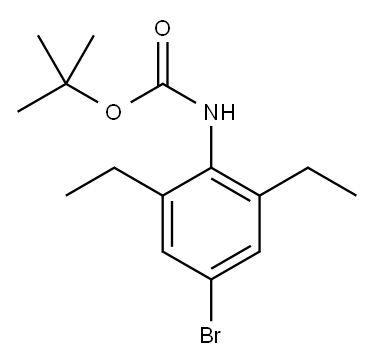 (4-溴-2,6-二乙基苯基)氨基甲酸叔丁酯 结构式
