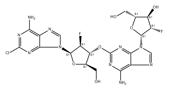 (2R,3R,4S,5R)-5-(6-Amino-2-(((2R,3R,4S,5R)-5-(6-amino-2-chloro-9H-purin-9-yl)-4-fluoro-2-(hydroxymethyl)tetrahydrofuran-3-yl)oxy)-9H-purin-9-yl)-4-fluoro-2-(hydroxymethyl)tetrahydrofuran-3-ol 结构式