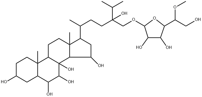 (24ξ)-28-[(5-O-Methyl-β-D-galactofuranosyl)oxy]-5α-ergostane-3β,6α,7α,8,15β,24-hexaol 结构式