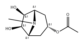 (1R,3s,5S,6S,7R)-6,7-Dihydroxy-8-methyl-8-azabicyclo[3.2.1]octan-3-yl acetate 结构式