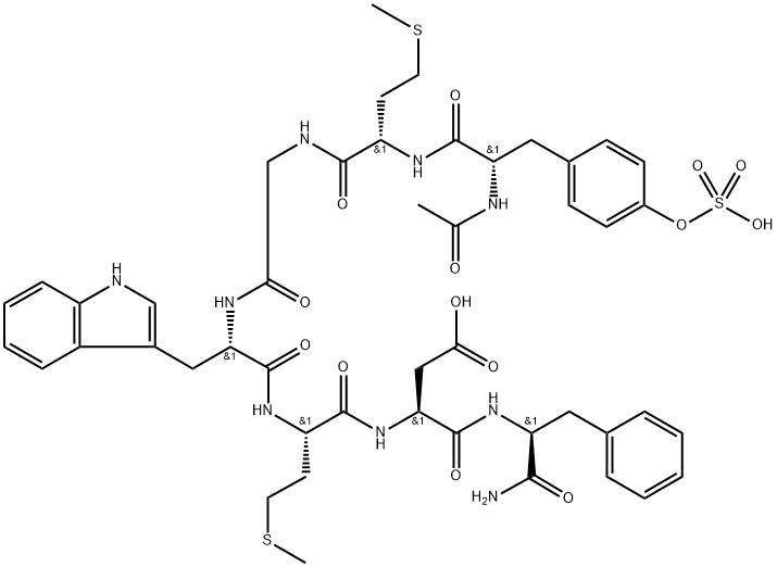 Ac-Tyr(SO3H)-Met-Gly-Trp-Met-Asp-Phe-NH2 结构式