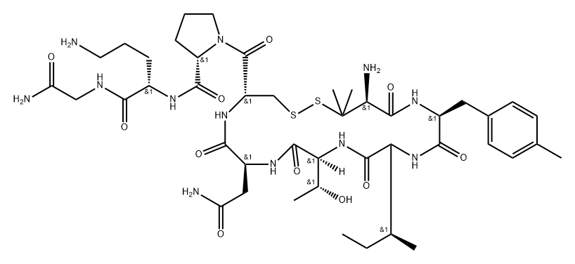 oxytocin, -1-(beta-mercapto-(beta,beta-cyclopentamethylene)propionic acid)-Phe(Me)(2)-Thr(4)-Orn(8)- 结构式