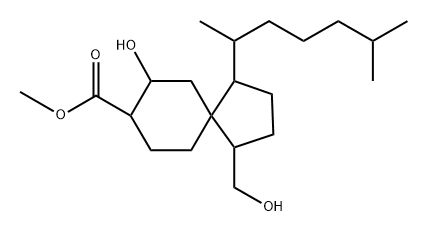 Spiro[4.5]decane-8-carboxylic acid, 1-(1,5-dimethylhexyl)-7-hydroxy-4-(hydroxymethyl)-, methyl ester, [1R-[1α(R*),4β,5β(7S*,8S*)]]- (9CI) 结构式