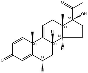 17Α- 羟基 -6Α- 甲基-1,4,9(11)-三烯孕甾-3,20-二酮 结构式