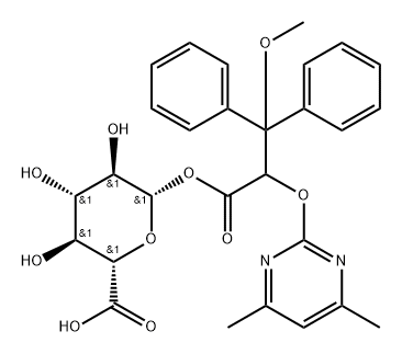 BETA-D-吡喃葡萄糖醛酸 1-[ALPHA-[(4,6-二甲基-2-嘧啶基)氧基]-BETA-甲氧基-BETA-苯基苯丙酸酯] 结构式