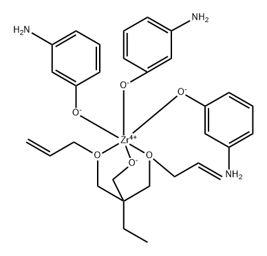 (OC-6-22)-三(3-氨基苯酚基-O)[2,2-双[(2-烯丙氧基)甲基]-1-丁醇基-O,O',O'']锆 结构式