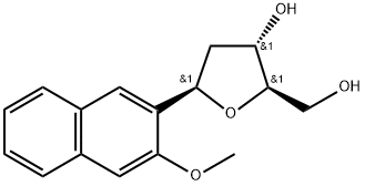(2R,3S,5R)-2-(羟甲基)-5-(3-甲氧基萘-2-基)四氢呋喃-3-醇 结构式