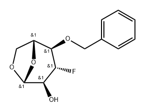 .beta.-D-Glucopyranose, 1,6-anhydro-3-deoxy-3-fluoro-4-O-(phenylmethyl)- 结构式