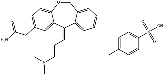 Dibenz[b,e]oxepin-2-acetamide, 11-[3-(dimethylamino)propylidene]-6,11-dihydro-, (11Z)-, 4-methylbenzenesulfonate (1:1) 结构式