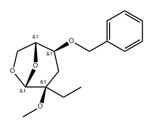.beta.-D-ribo-Hexopyranose, 1,6-anhydro-3-deoxy-2-C-ethyl-2-O-methyl-4-O-(phenylmethyl)- 结构式