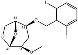 .beta.-D-ribo-Hexopyranose, 1,6-anhydro-3-deoxy-4-O-(2,6-difluorophenyl)methyl-2-O-methyl- 结构式