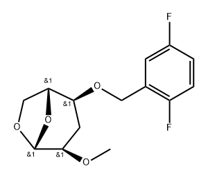 .beta.-D-ribo-Hexopyranose, 1,6-anhydro-3-deoxy-4-O-(2,5-difluorophenyl)methyl-2-O-methyl- 结构式