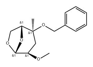 .beta.-D-ribo-Hexopyranose, 1,6-anhydro-3-deoxy-4-C-methyl-2-O-methyl-4-O-(phenylmethyl)- 结构式