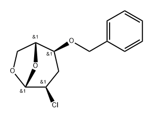 .beta.-D-ribo-Hexopyranose, 1,6-anhydro-2-chloro-2,3-dideoxy-4-O-(phenylmethyl)- 结构式