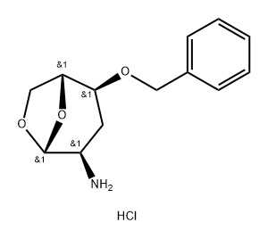 .beta.-D-ribo-Hexopyranose, 2-amino-1,6-anhydro-2,3-dideoxy-4-O-(phenylmethyl)-, hydrochloride 结构式