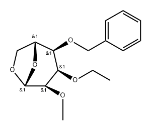 .beta.-D-Allopyranose, 1,6-anhydro-3-O-ethyl-2-O-methyl-4-O-(phenylmethyl)- 结构式