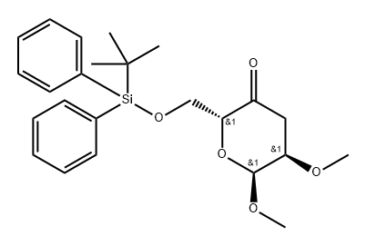 .alpha.-D-erythro-Hexopyranosid-4-ulose, methyl 3-deoxy-6-O-(1,1-dimethylethyl)diphenylsilyl-2-O-methyl- 结构式