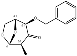 .beta.-D-ribo-Hexopyranos-3-ulose, 1,6-anhydro-2-deoxy-2-methyl-4-O-(phenylmethyl)- 结构式