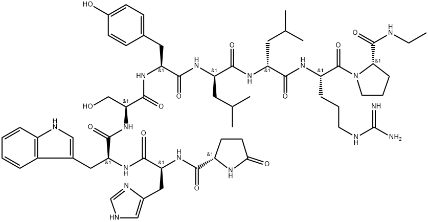 (DES-GLY10,D-LEU6,D-LEU7,PRO-NHET9)-LHRH 结构式