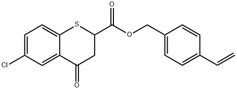 6-氯-3,4-二氢-4-氧亚基--2H-1-苯并硫代吡喃-2-羧酸 (4-乙烯基苯基)甲基]酯 结构式