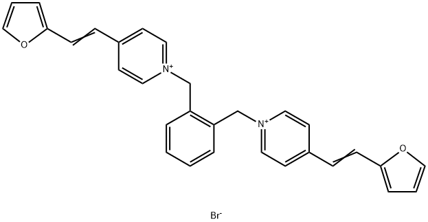 Pyridinium, 1,1'-[1,2-phenylenebis(methylene)]bis[4-[2-(2-furanyl)ethenyl]-, dibromide (9CI) 结构式
