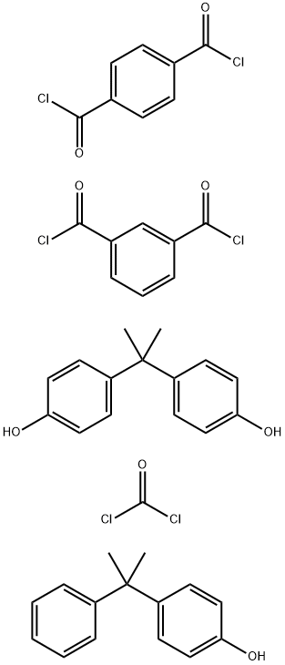 1,3-Benzenedicarbonyl dichloride, polymer with 1,4-benzenedicarbonyl dichloride, carbonic dichloride and 4,4-(1-methylethylidene)bisphenol, bis4-(1-methyl-1-phenylethyl)phenyl ester 结构式