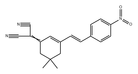 (E)-2-(5,5-dimethyl-3-(4-nitrostyryl)cyclohex-2-en-1-ylidene)malononitrile 结构式