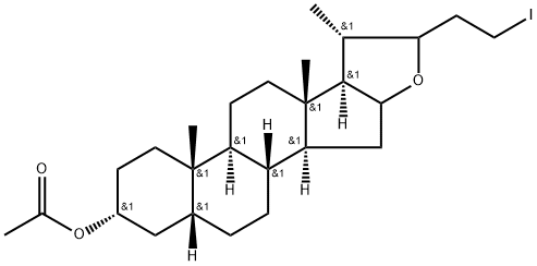 5beta-Cholan-16,22-epoxy-3alpha-ol 24-iodo-3-O-acetyl- 结构式