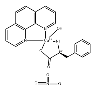 aqua(1,10-phenanthroline)(phenylalaninato)copper(II) 结构式