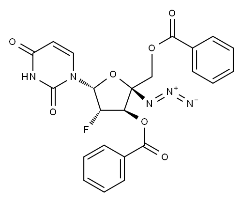 4'-Azido-3',5'-di-O-benzoyl-2'-deoxy-2'-fluoro-beta-D-arabinouridine 结构式