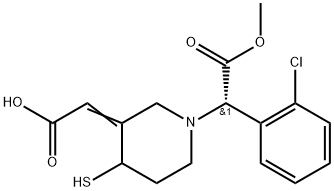 1-PIPERIDINEACETIC ACID, 3-(CARBOXYMETHYLENE)-Α-(2-CHLOROPHENYL)-4-MERCAPTO-, 1-METHYL ESTER, (ΑS)- 结构式