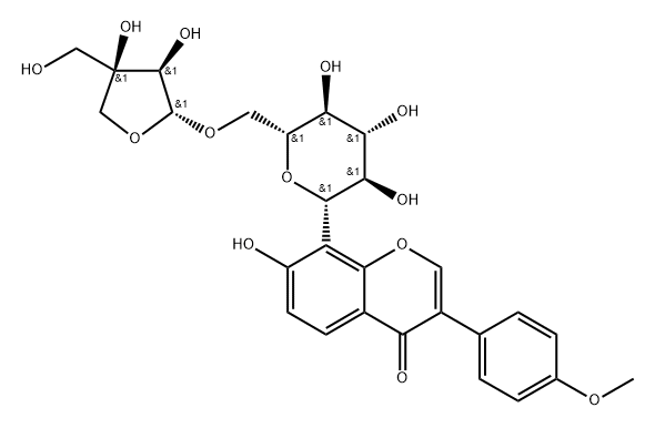 FORMONONETIN-8-C-BETA-D-APIOFURANOSYL-(1→6)-O-BETA-D-GLUCOPYRANOSIDE 结构式