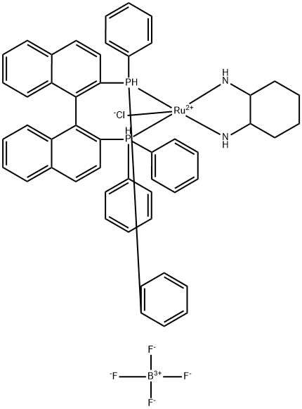 氯[(R)-2,2'-双(二苯基膦基)-1,1'-联萘基][(1R,2R)-环己烷-1,2-二胺)]四氟硼酸钌(II) 结构式