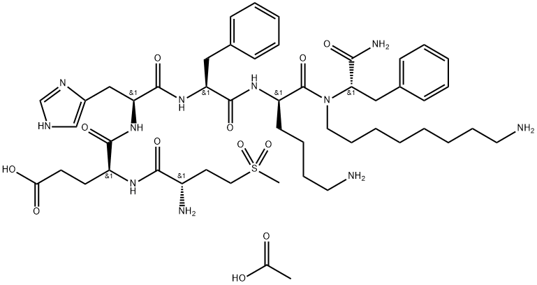 L-Phenylalaninamide, (2S)-2-amino-4-(methylsulfonyl)butanoyl-L-α-glutamyl-L-histidyl-L-phenylalanyl-D-lysyl-Nα-(8-aminooctyl)-, triacetate (9CI) 结构式