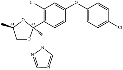 1H-1,2,4-Triazole, 1-[[(2R,4R)-2-[2-chloro-4-(4-chlorophenoxy)phenyl]-4-methyl-1,3-dioxolan-2-yl]methyl]- 结构式