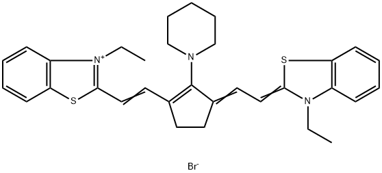 3-乙基-2-[2-[2-[2-(3-乙基-2(3H)-苯并噻唑基)亚乙基]-2-(1-哌啶基)-1-环戊烯-1-基]乙烯基]溴化物(1:1) 结构式