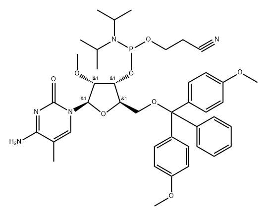 5'-O-DMT-2'-O-methyl-5-methylcytidine 3'-CE phosphoramidite 结构式