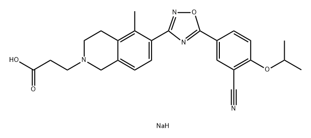 2(1H)-Isoquinolinepropanoic acid,6-[5-[3-cyano-4-(1-Methylethoxy)phenyl]-1,2,4-oxadiazol-3-yl]-3,4-dihydro-5-Methyl-,sodiuM salt(1:1) 结构式