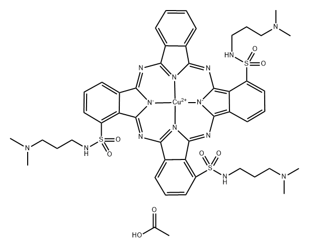 (SP-4-2)-[N1,N8,N15-三[3-(二甲胺基)丙基]-29H,31H-酞菁-1,8,15-三磺酸基NAMIDATO(2-)-ΚN29,ΚN30,ΚN31,ΚN32]-铜 乙酸酯 (1:3) 结构式
