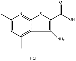 3-AMINO-4,6-DIMETHYLTHIENO[2,3-B]PYRIDINE-2-CARBOXYLIC ACID HYDROCHLORIDE 结构式