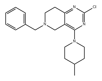 2-Chloro-5,6,7,8-tetrahydro-4-(4-methyl-1-piperidinyl)-6-(phenylmethyl)pyrido[4,3-d]pyrimidine 结构式