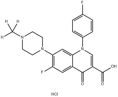 6-氟-1-(4-氟苯基)-7-(4-甲基-D3-哌嗪-1-基)-4-氧代喹啉-3-甲酸 盐酸盐 结构式