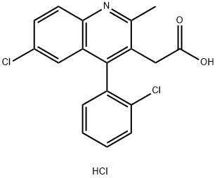 2-[6-氯-4-(2-氯苯基)-2-甲基喹啉-3-基]乙酸盐酸盐 结构式